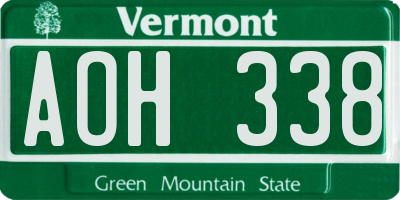 VT license plate AOH338