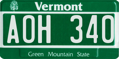 VT license plate AOH340