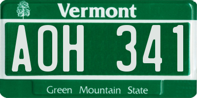 VT license plate AOH341