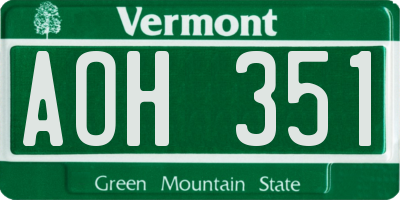 VT license plate AOH351