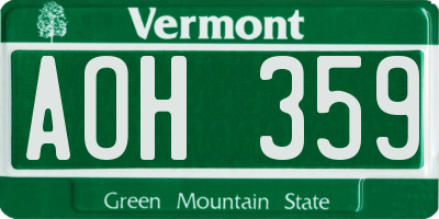 VT license plate AOH359