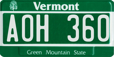 VT license plate AOH360