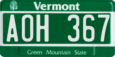 VT license plate AOH367