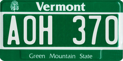 VT license plate AOH370