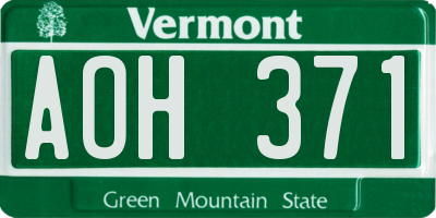 VT license plate AOH371