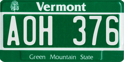 VT license plate AOH376