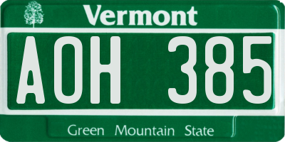 VT license plate AOH385