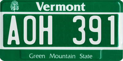VT license plate AOH391