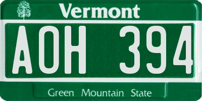 VT license plate AOH394
