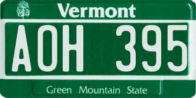 VT license plate AOH395