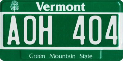 VT license plate AOH404