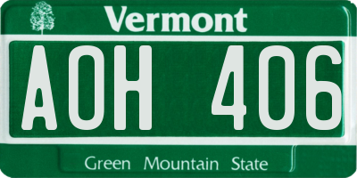 VT license plate AOH406