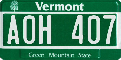 VT license plate AOH407
