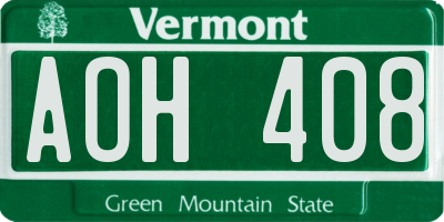 VT license plate AOH408