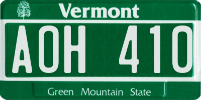 VT license plate AOH410