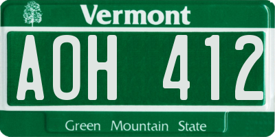 VT license plate AOH412