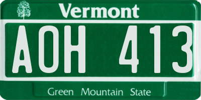 VT license plate AOH413