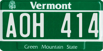 VT license plate AOH414