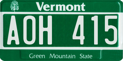 VT license plate AOH415