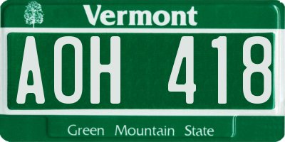VT license plate AOH418