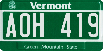 VT license plate AOH419
