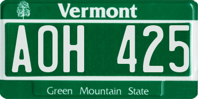 VT license plate AOH425