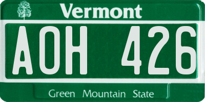 VT license plate AOH426