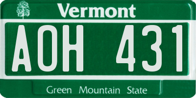 VT license plate AOH431