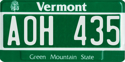 VT license plate AOH435