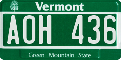 VT license plate AOH436
