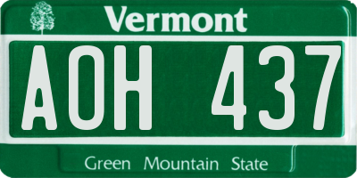 VT license plate AOH437