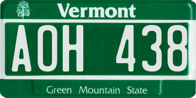 VT license plate AOH438