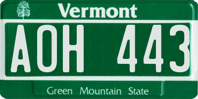 VT license plate AOH443
