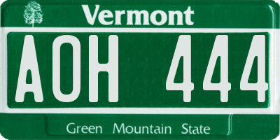 VT license plate AOH444