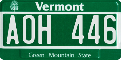 VT license plate AOH446