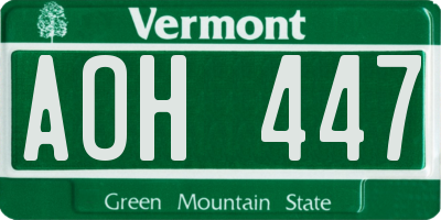 VT license plate AOH447