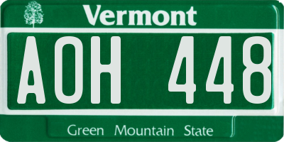 VT license plate AOH448