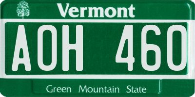 VT license plate AOH460