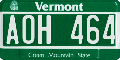VT license plate AOH464