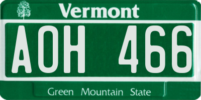 VT license plate AOH466