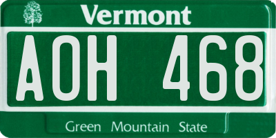 VT license plate AOH468