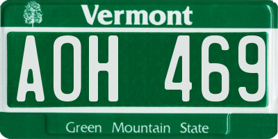 VT license plate AOH469