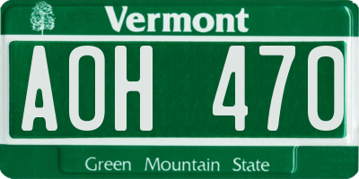 VT license plate AOH470