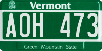VT license plate AOH473