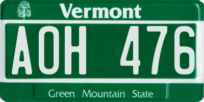 VT license plate AOH476