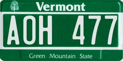 VT license plate AOH477