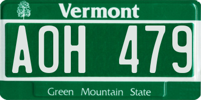 VT license plate AOH479