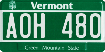 VT license plate AOH480