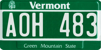 VT license plate AOH483