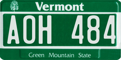 VT license plate AOH484